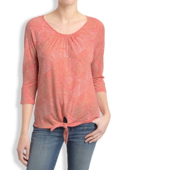 Lucky Brand  Peasant Tied Crop Top Orange Large - Picture 1 of 6